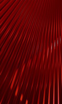 Glossy red 3D slats radiating upward