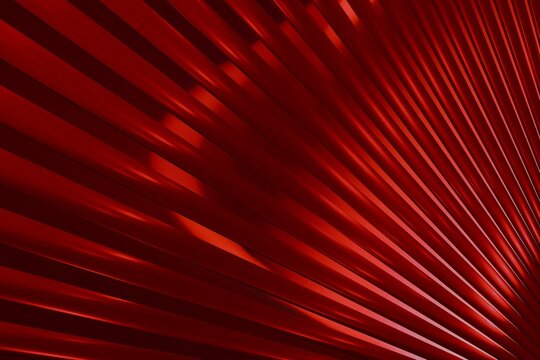 Deep red 3D blades converging in a radial sweep