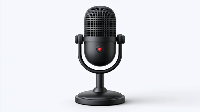 Studio microphone isolated for podcast recording music production and online communication