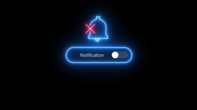 User turning off notifications toggle interface. do not disturb mode, alert control, motion graphic of privacy and tech detox concept. 4k video
