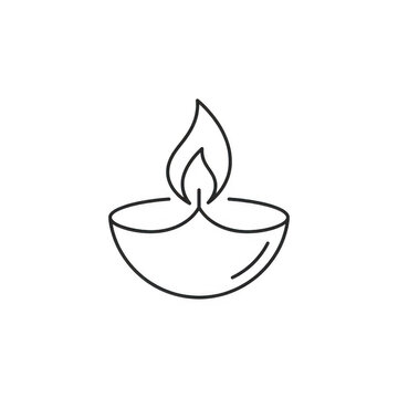 Diya oil lamp outline icon isolated on transparent background