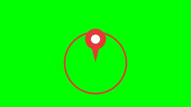 Green screen location pin drop animation, map marker chroma key overlay
