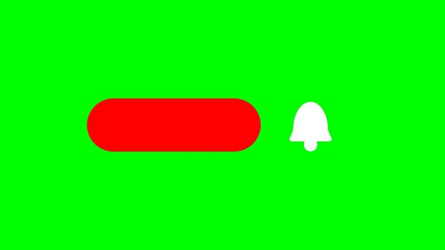 Green screen subscribe button with cursor click animation, chroma key social media overlay