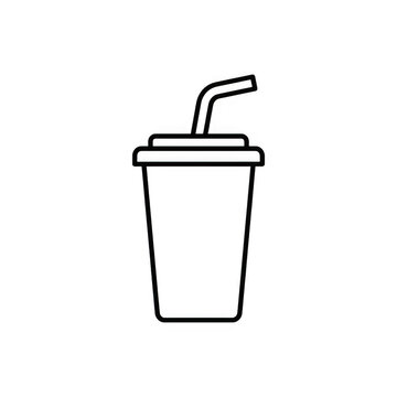 Disposable drink cup with straw icon isolated on transparent background