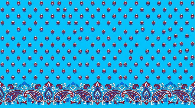 Seamless traditional indian ethnic floral paisley pattern background vector design with ornamental border
