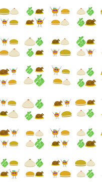 Cartoon food pattern with pumpkin characters