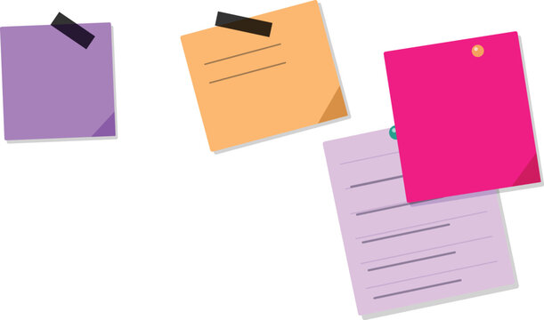 Colorful sticky notes and paper clip collection