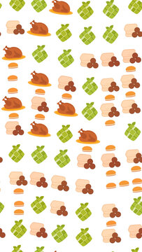 Seamless pattern of food icons on transparent background