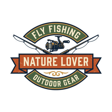 Fly Fishing Nature Lover Outdoor Gear Vintage Badge Vector
