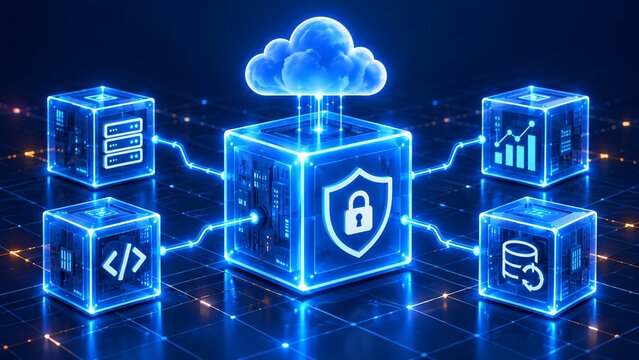 Secure cloud infrastructure and encrypted database network with central cybersecurity shield