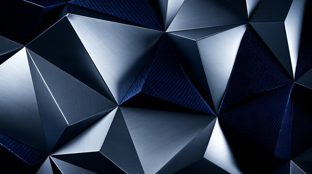 Abstract Metallic Geometric Background with 3D Polygonal Triangles
