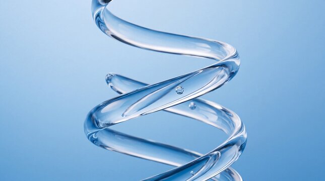 Abstract Glass Helix Spiral on Blue Background