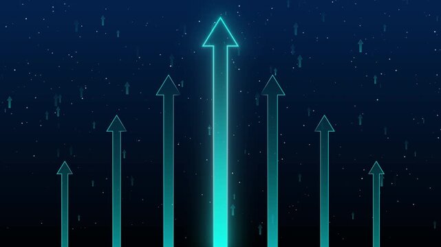 Abstract glowing upward arrows representing progressive data