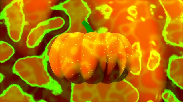 Floating pumpkin animation with colorful background during Halloween season