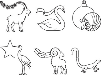 Obraz premium Christmas Geometry Continues Into Animal Anatomy Line Art