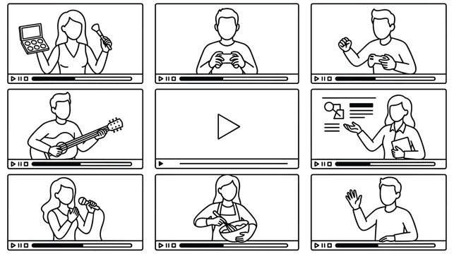 Content creators and influencers making videos on various themes outline.