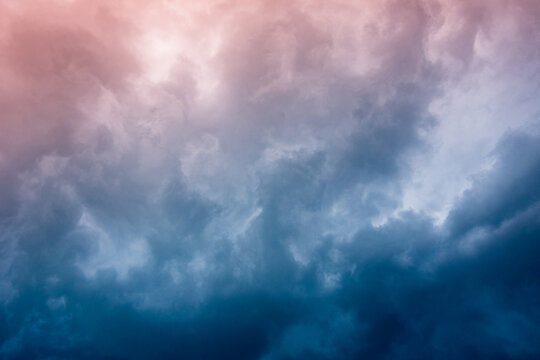 storm and rain clouds, bad weather at sunset