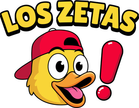 Cartoon duck character wearing a red baseball cap with los zetas text