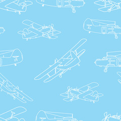 Aviation themed doodle seamless pattern © Daria