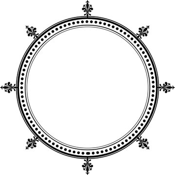 Elegant Black Fleur-de-lis Circle Frame Vector Design. 107