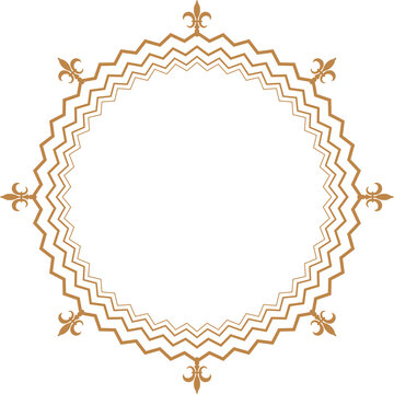 Elegant Golden Fleur-de-lis Circle Frame Vector Design. 108
