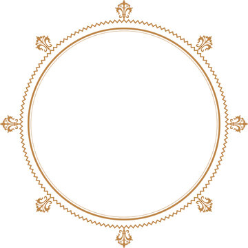 Elegant Golden Fleur-de-lis Circle Frame Vector Design. 110