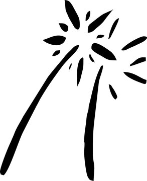 Abstract ink drawing of two stylized, exploding fireworks