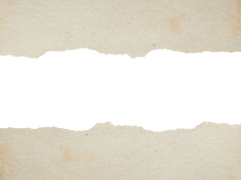 Ripped torn brown craft paper corner frame