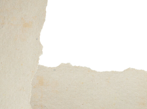 Ripped torn brown craft paper corner frame