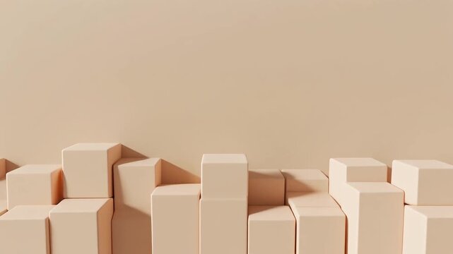 Beige podium cubes for product presentation and display abstract background 3D rendering