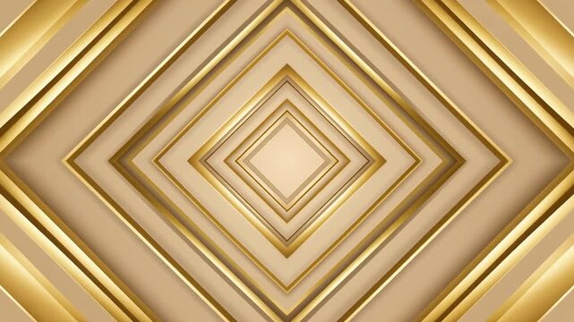 Gold geometric luxury background with abstract diagonal lines and shiny metallic rhombus shapes