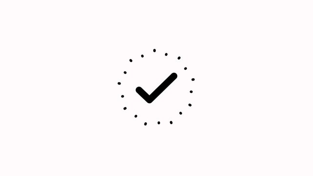 Animated checkmark icon on white background. Tick mark icon animation for success and approval, right or correct mark, yes, oK concepts with alpha channel