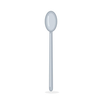 Silver spoon, top view flat vector illustration on white background