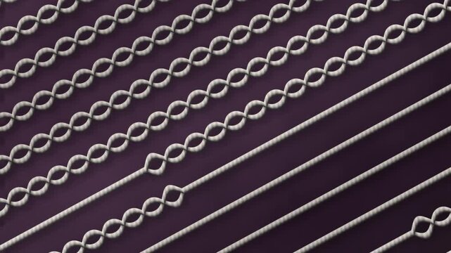 Thick Yarn Crochet Chain Rows Unravel And Knit Back Stitch By Stitch, Mechanical Seamless Loop in rich white tones