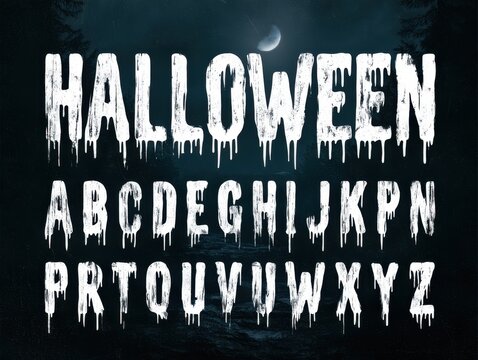 Halloween-themed dripping blood effect text and alphabet letters