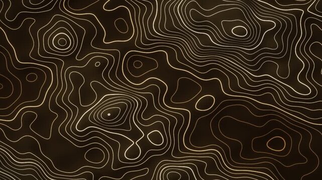 Morphing Topographic Contour Lines Glowing Elevation Map Abstract Motion Background Seamless Loop in bright brown tones