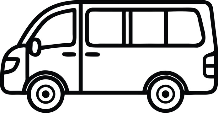 Simple outline illustration of a delivery van in a handdrawn style