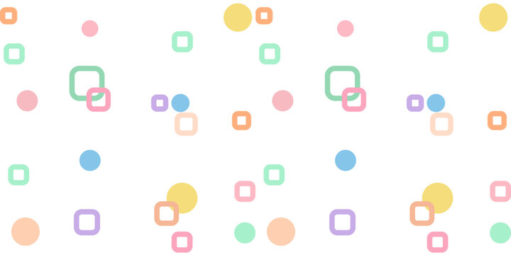 Seamless pattern with colorful geometric and fabric pattern for kids on white background.