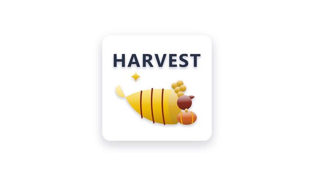 Cornucopia horn of plenty with fruit 3d glossy animation loop