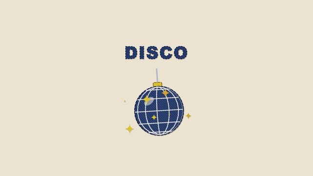 Mirror disco ball spinning and sparkling embroidery animation loop