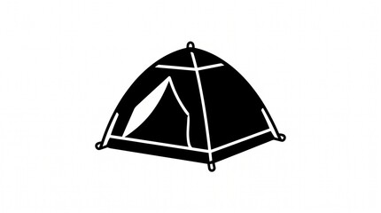Black Camping Tent Icon Isolated on White Background, Outdoor Adventure and Hiking Shelter Symbol © Naimi