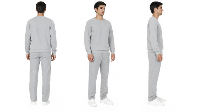 Male mannequin character model sheet with front side and back view for 3d reference and fashion design concept