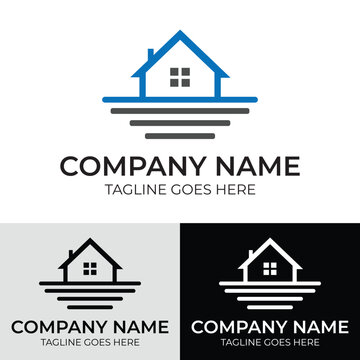Real estate house vector logo design for cottage, property agency, mortgage, home and construction template.