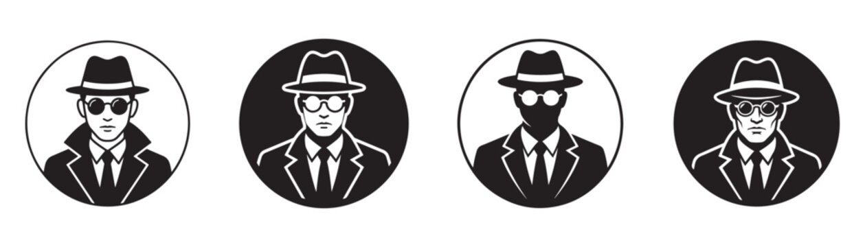 Secret detective avatar vector icon for spy investigation, security, mystery and covert operations..