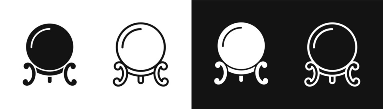 Crystal ball fortune teller prophecy icon set vector illustration