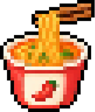 Cute Korean Ramyeon Noodle Pixel Art.ai