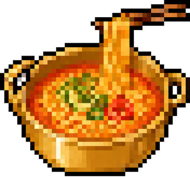 Cute Korean Ramyeon Noodle Pixel Art.ai