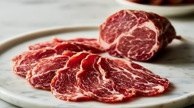 Freshly sliced dry-cured capicola ham isolated on transparent background. Premium artisanal meat product for gourmet food marketing and culinary lifestyle design.
