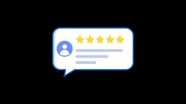 5 star comment bubble animation with a transparent background