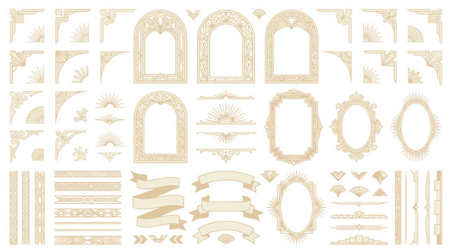 Art Deco Decorative Elements: Frames, Borders, Ribbons, and Ornaments